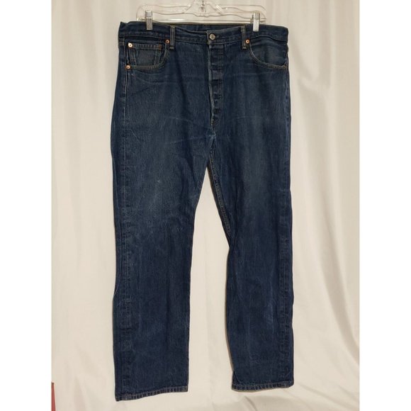 Levi's 501 Mens Blue Button Fly Straight Denim Jeans Size 38 x 34 - Picture 1 of 6